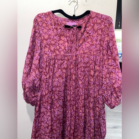 Daughters of India Floral Midi Dress in Pink and Brown - Picture 6 of 10